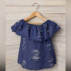 Boutique Girls Tattered Stretch Denim Like too. Size 4/5. Great Condition